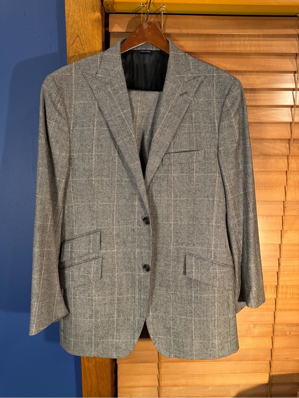 Men's Gray Windowpane single breasted suit
